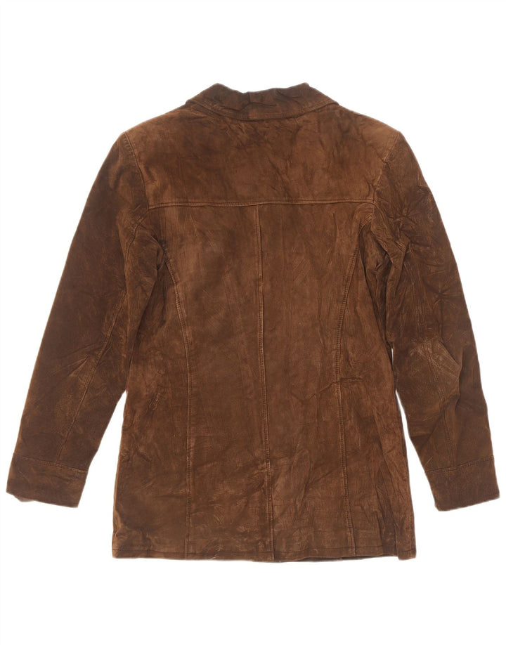 Etam Γυναικείο Suede Jacket UK 12 Δερμάτινο μεσαίο καφέ