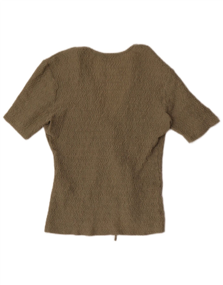 Zara Γυναικείο κοντομάνικο τοπ UK 8 Small Khaki Polyester