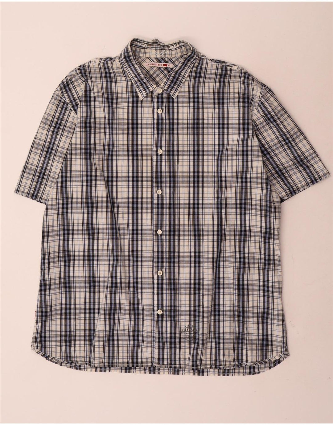 Ανδρικό κοντομάνικο πουκάμισο Levi's 2XL Blue Check Cotton