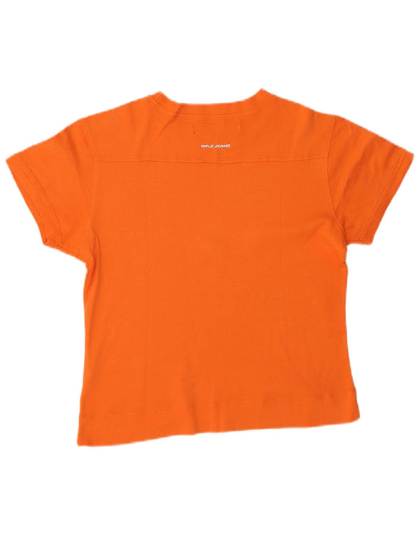 Rifle Womens Crop T-Shirt Top UK 14 Large Orange