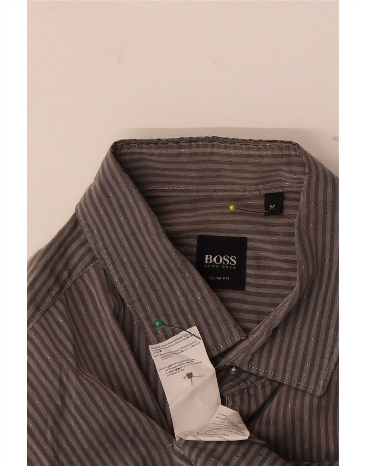 Ανδρικό πουκάμισο Hugo Boss Slim Fit Βαμβακερό με μεσαίο γκρι ρίγες