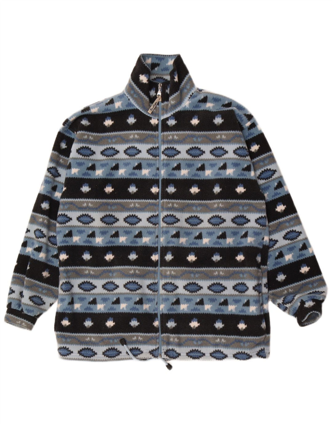 Vintage Ανδρικό Fleece Jacket UK 38 Medium Blue Fair Isle Polyester