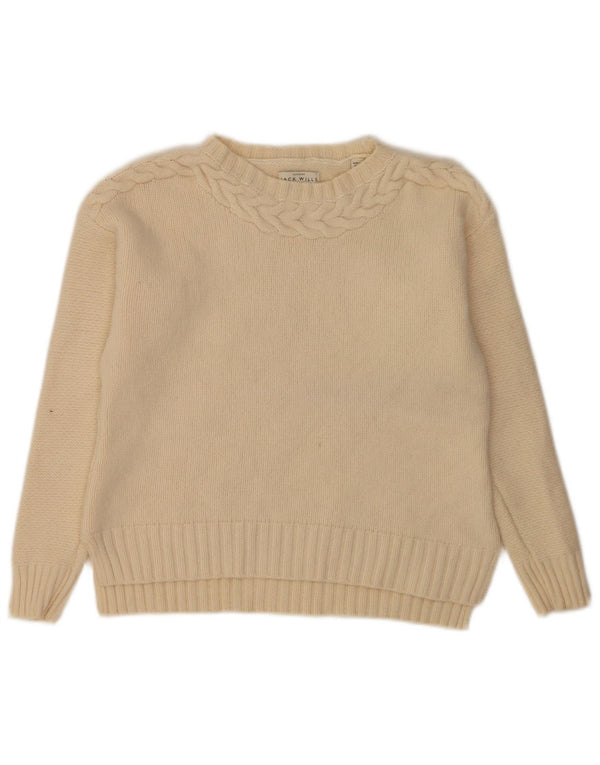 Jack Wills Γυναικείο πουλόβερ με λαιμόκαυμα UK 10 Small Off White