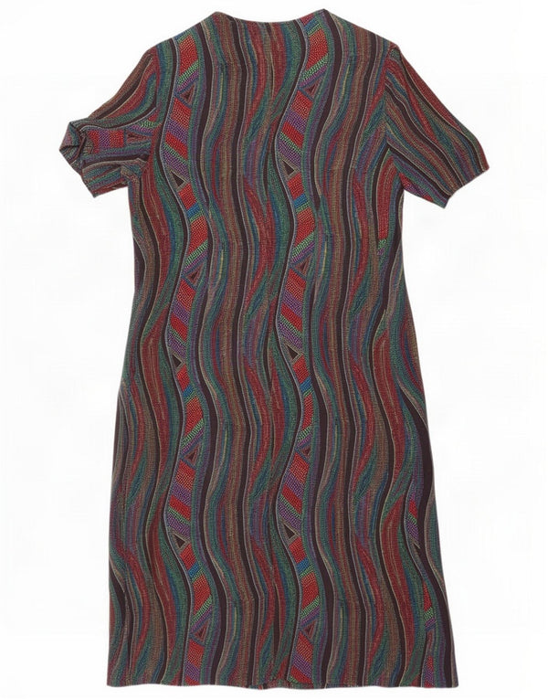 Vintage Womens Short Sleeves Shirt Dress UK 16 Large Multicoloured Striped