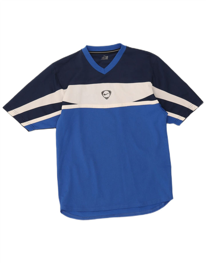 Ανδρικό T-Shirt Nike Top Small Blue Colourblock Πολυεστέρας