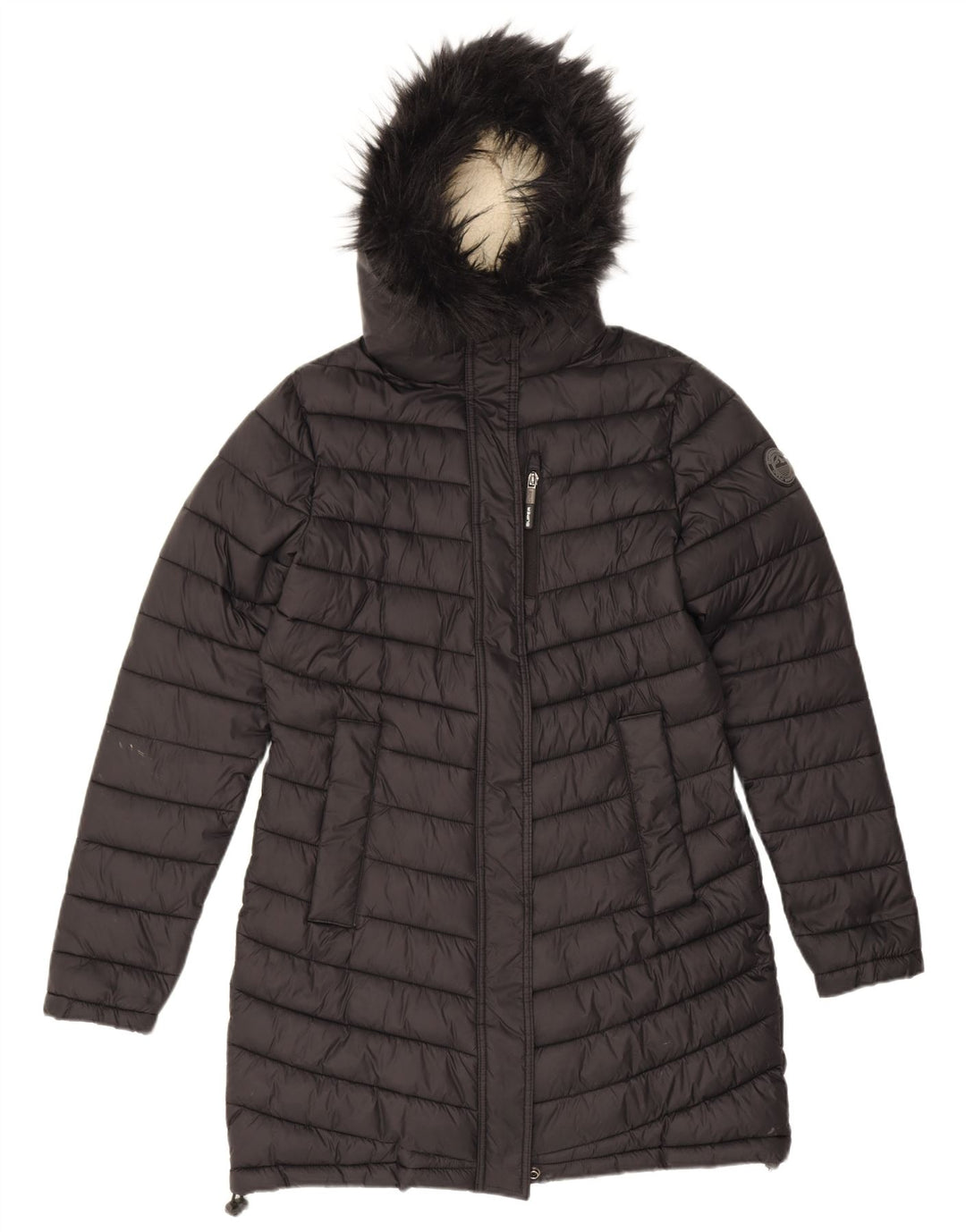 Superdry γυναικείο παλτό με κουκούλα με επένδυση UK 14 Medium Black Nylon