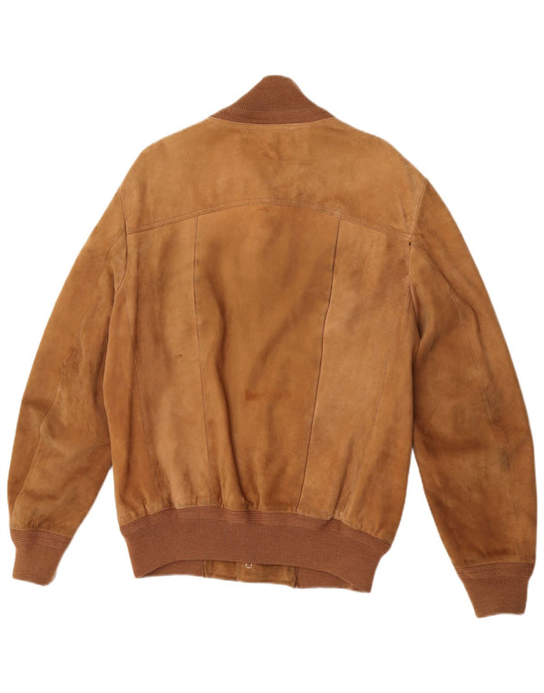Vintage Ανδρικό Suede Bomber Jacket UK 38 Medium Brown Δερμάτινο