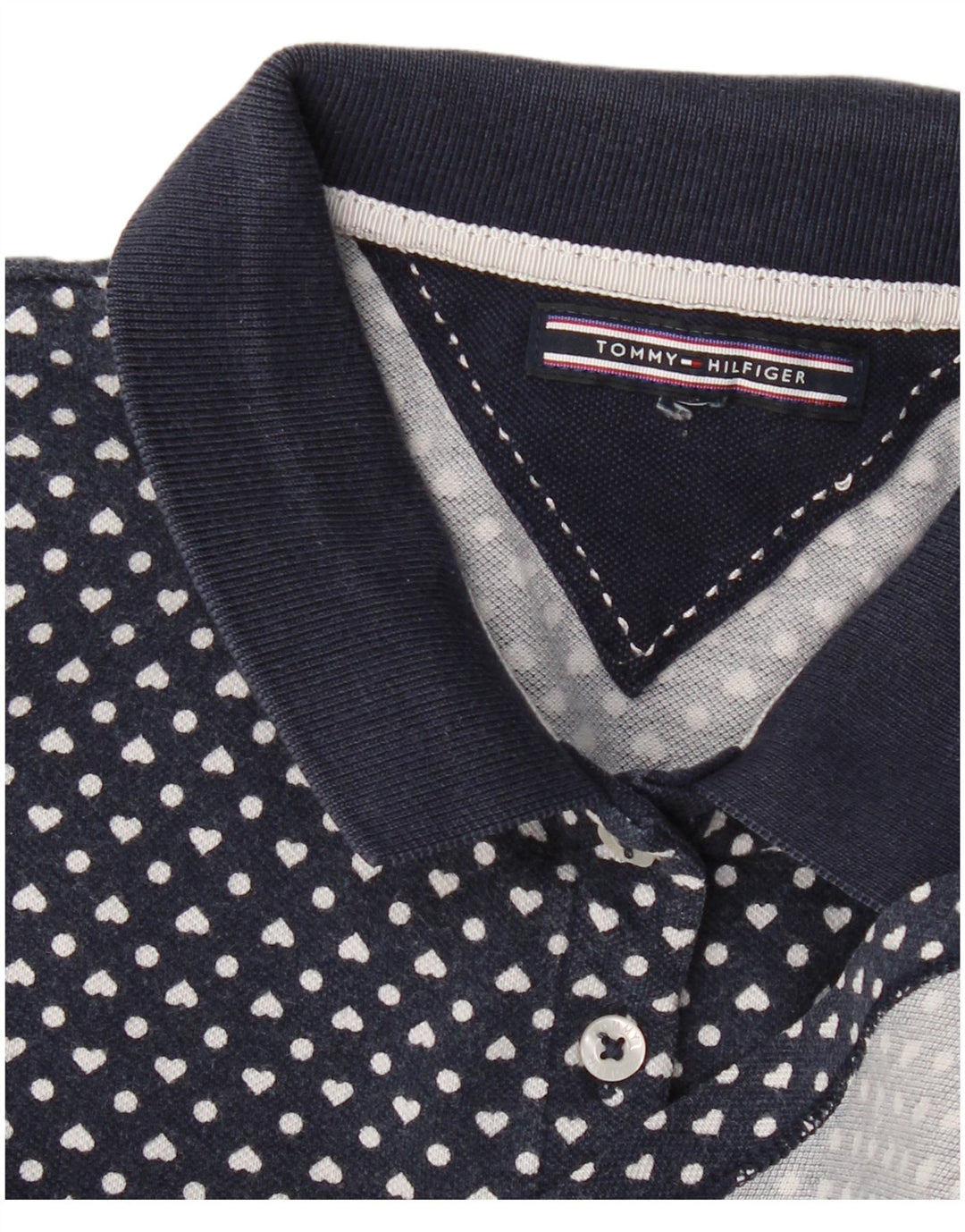TOMMY HILFIGER Γυναικείο μπλουζάκι πόλο Ηνωμένου Βασιλείου 12 Μεσαίων Ναυτικού Μπλε με στίγματα