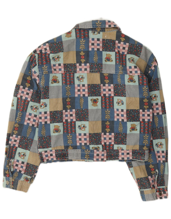 Vintage Γυναικείο Crop Bomber Jacket UK 14 Medium πολύχρωμο συνονθύλευμα
