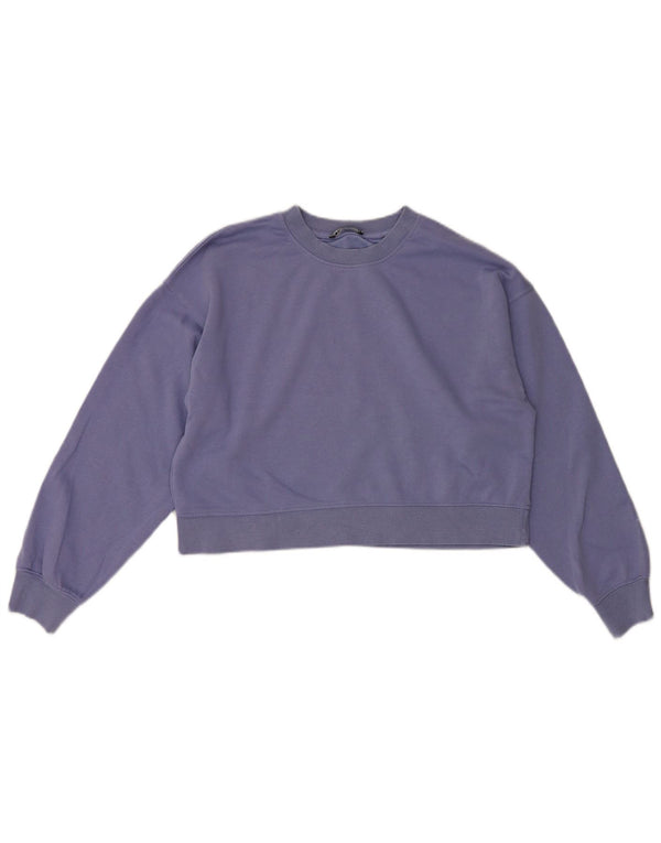Zara Γυναικεία φούτερ Crop Jumper UK 12 Medium Purple Cotton