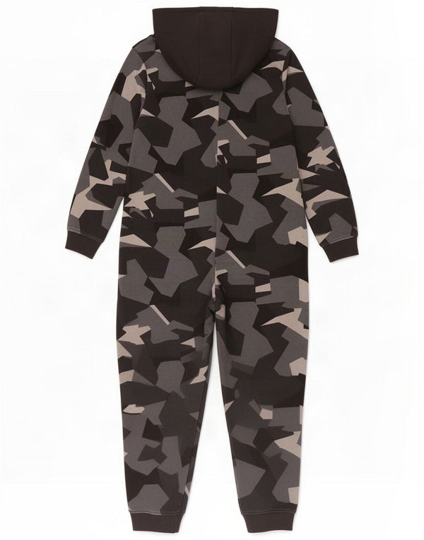 Marks & Spencer Boys Hooded Jumpsuit 11-12 Years Grey Geometric Cotton