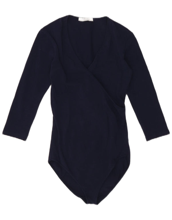 Zara γυναικείο κορμάκι με μανίκια 3/4 UK 8 Small Navy Blue Cotton