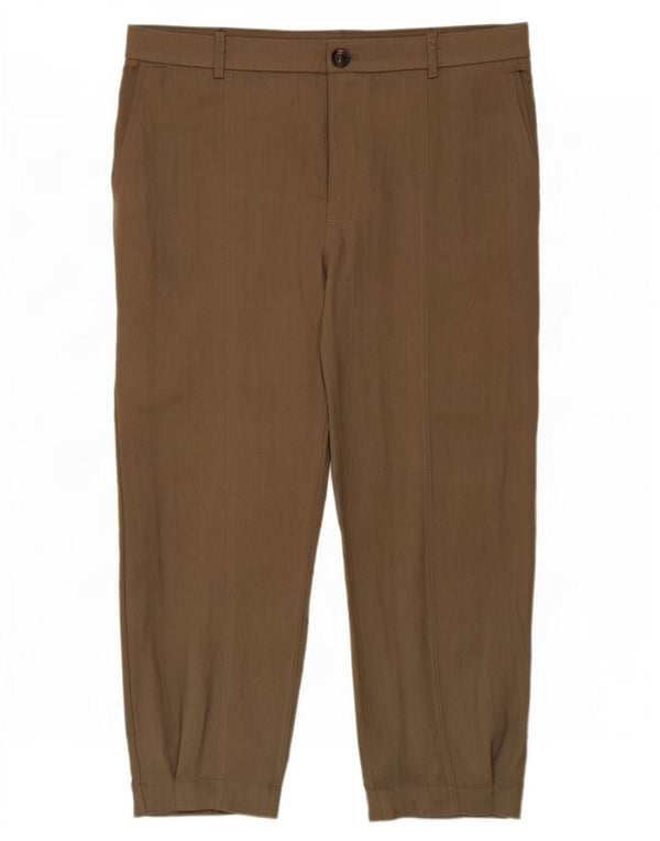 Zara Γυναικείο Joggers Cropped Παντελόνι Large W30 L26 Khaki Lyocell