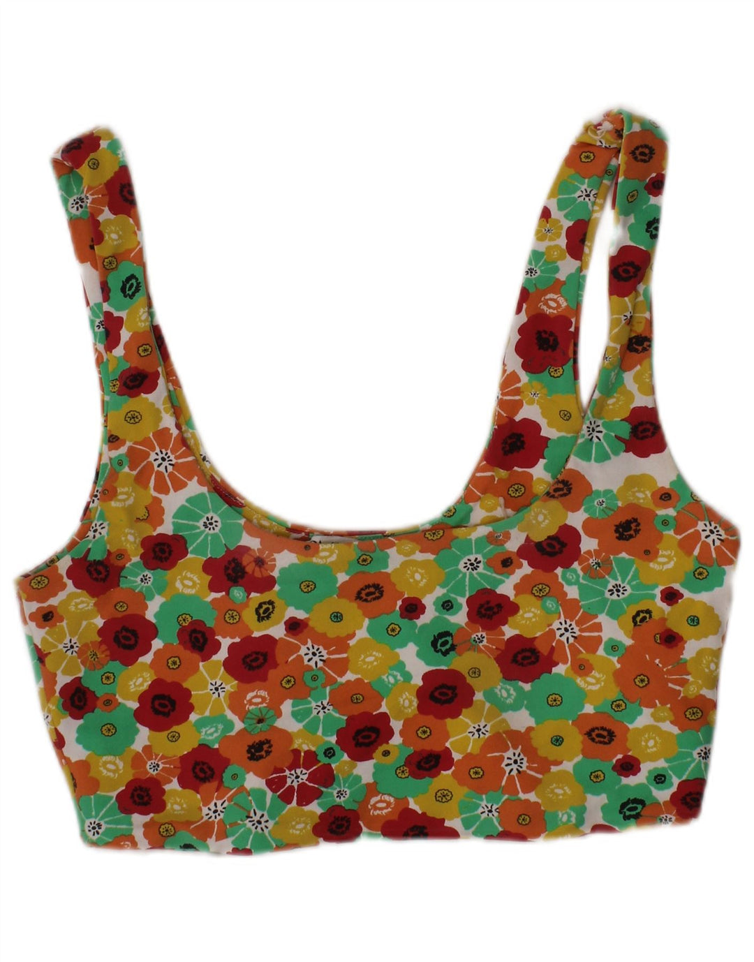 ZARA Γυναικείο Graphic Crop Top UK 12 Medium Πολύχρωμο Floral Πολύχρωμο