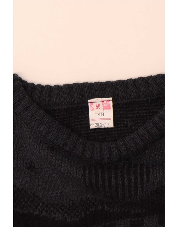 Vintage Ανδρικό πουλόβερ με λαιμόκοψη IT 48 Medium Grey Geometric