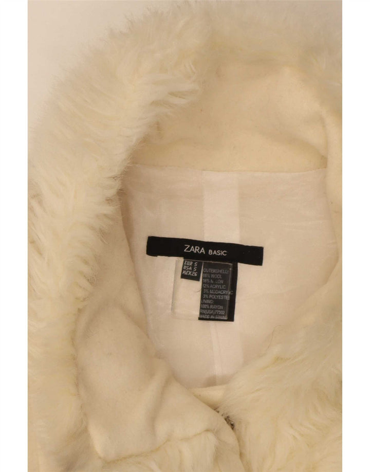 Zara Γυναικείο Πανωφόρι UK 10 Small Beige Wool