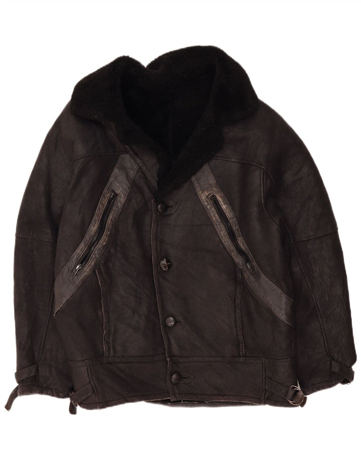 Vintage Ανδρικό Shearling Jacket UK 42 XL Μαύρο