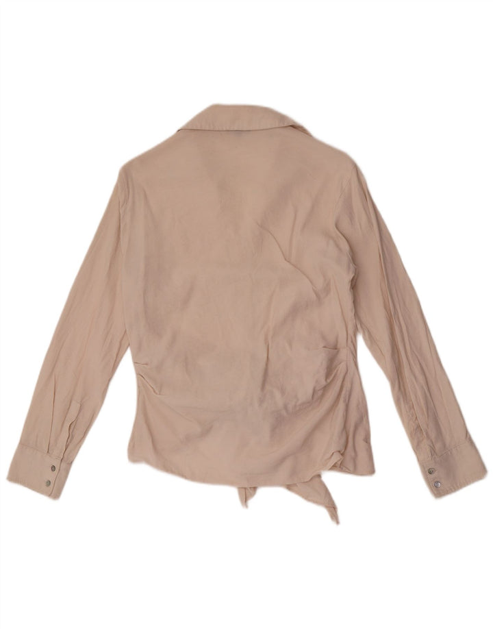 Massimo Dutti Γυναικείο πουκάμισο με γραβάτα μπλούζα UK 10 Small Beige Viscose