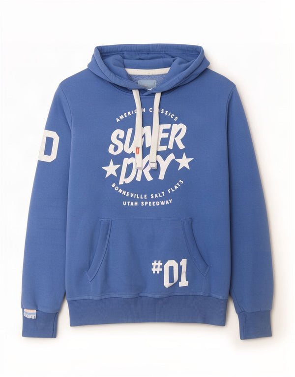 Ανδρικό γραφικό κουκούλα Superdry, μεσαίο μπλε βαμβακερό