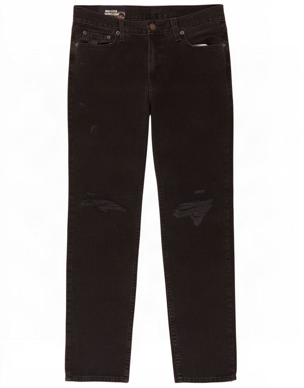 Hollister Mens Distressed Skinny Jeans W32 L30 Black Cotton