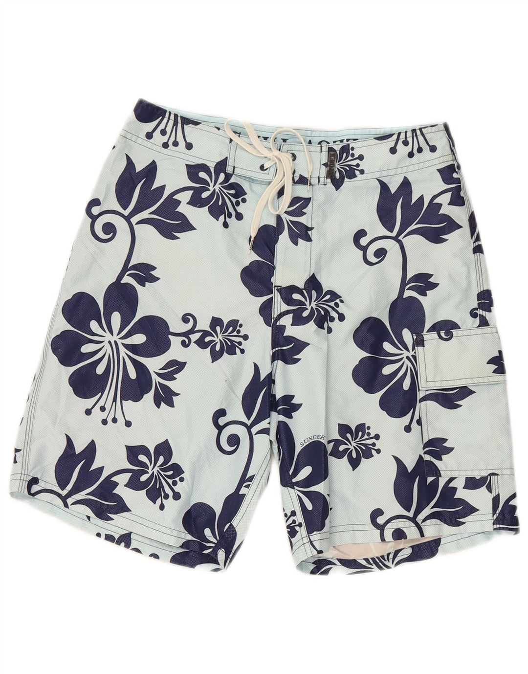 SUNDEK Mens Swimming Shorts Small  Blue Floral Polyester