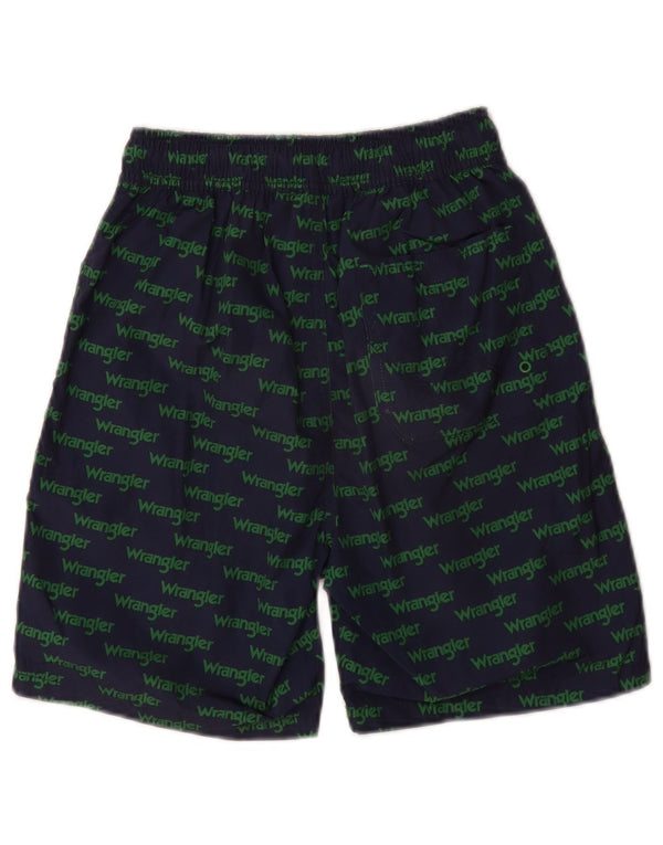 WRANGLER Boys Graphic Swimming Shorts 9-10 Years Small Navy Blue Polyester