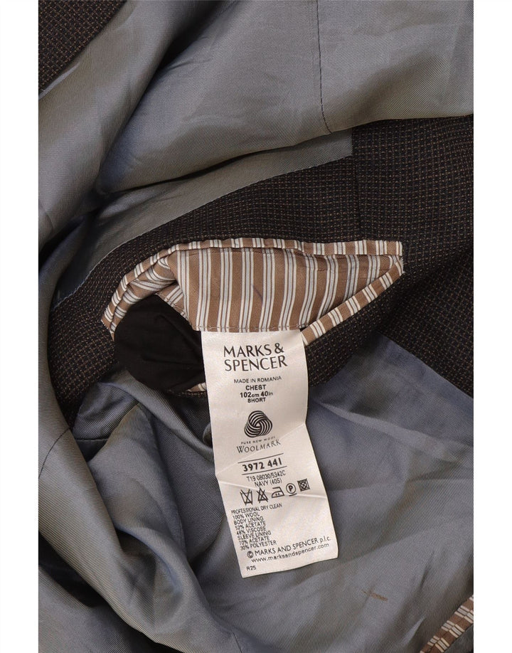 Marks & Spencer Ανδρικό κοντό σακάκι UK 40 Medium Navy Blue Check