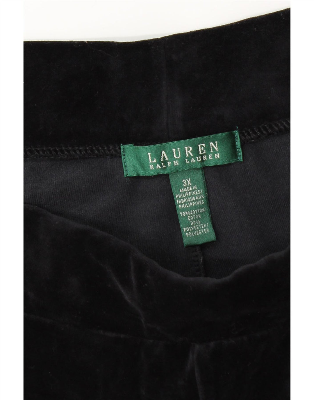 RALPH LAUREN Γυναικεία βελούδινη φόρμα παντελόνι UK 22 3XL Μαύρο βαμβακερό