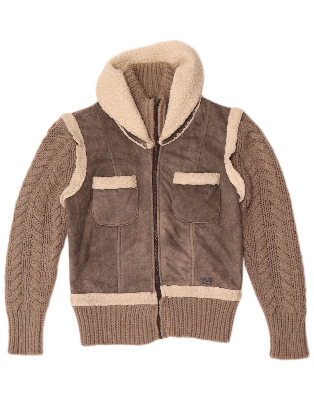 Gaudi Γυναικείο πλεκτό Sherpa Bomber Jacket IT 46 Large Grey Polyester