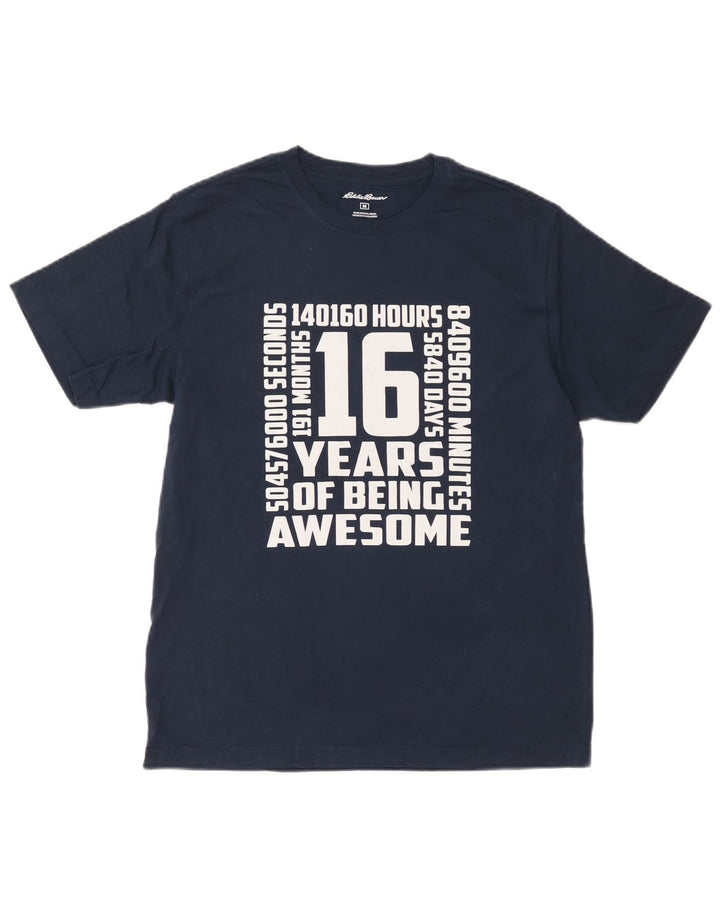 Ανδρικό γραφικό μπλουζάκι Eddie Bauer Top από μεσαίο μπλε ναυτικό βαμβακερό