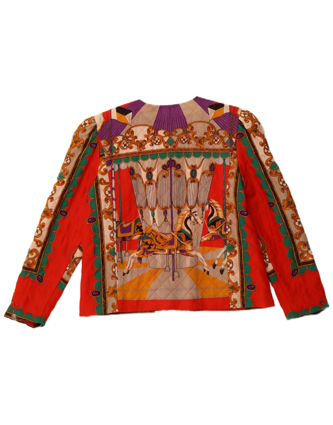 VINTAGE Γυναικείο τζάκετ με 5 κουμπιά γραφικά IT 42 Medium Orange Paisley