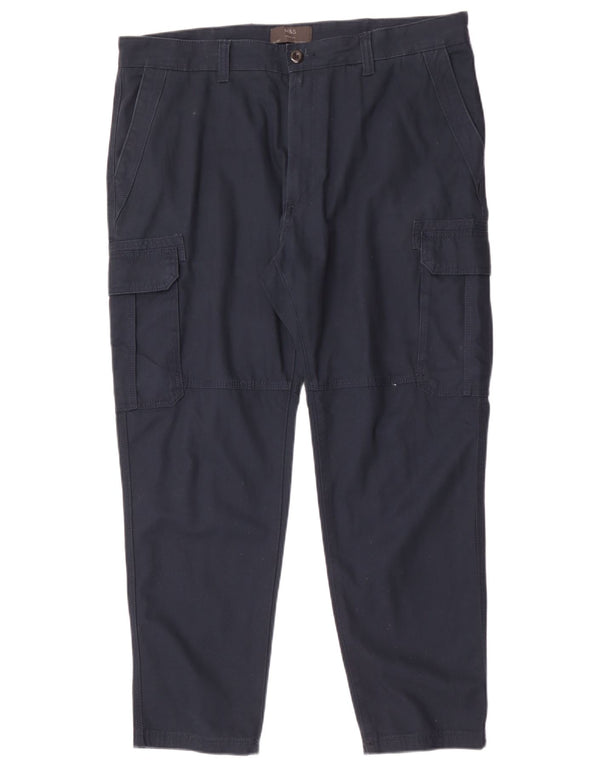 Marks & Spencer Ανδρικό ίσιο παντελόνι Cargo W38 L29 Navy Blue Cotton