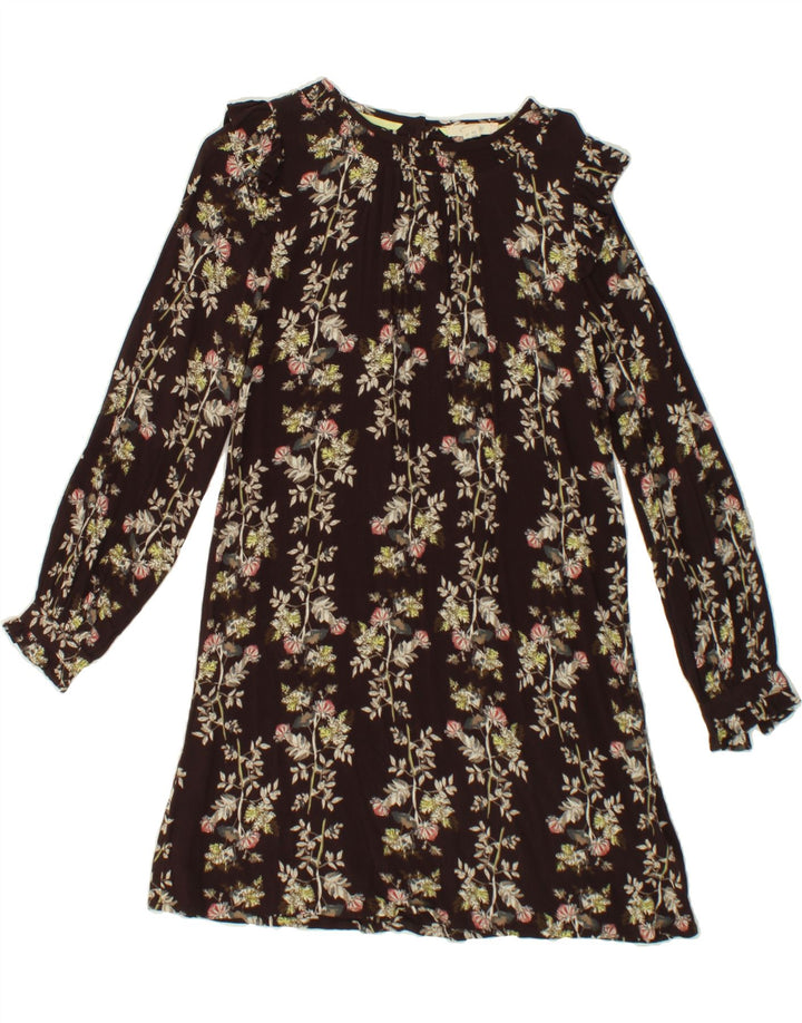 WHITE STUFF Womens Long Sleeve Basic Dress UK 10 Small Brown Floral Vintage White Stuff and Second-Hand White Stuff from Messina Hembry 