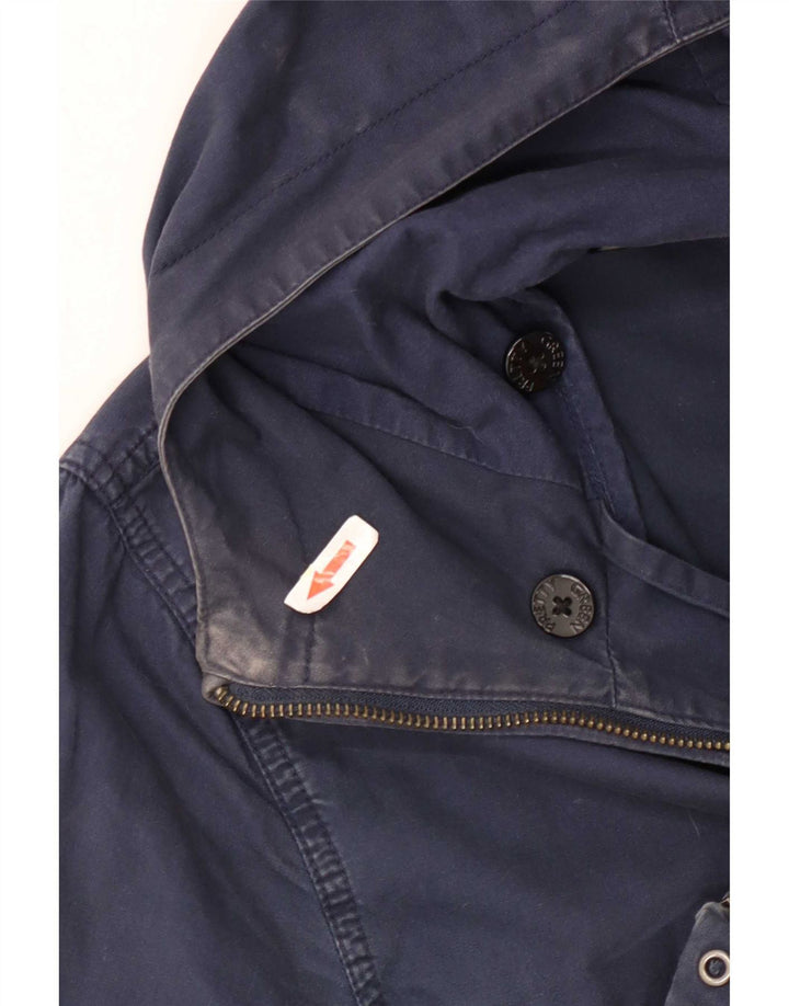 Pretty Green Ανδρικό Bomber Jacket με κουκούλα UK 38 Medium Navy Blue Cotton