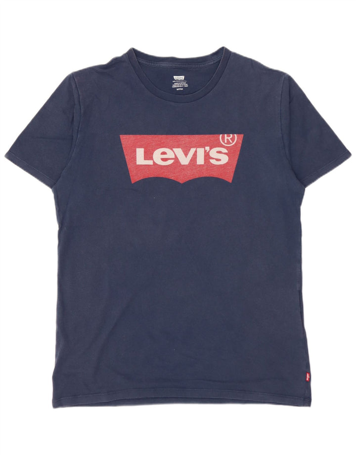 Ανδρικό γραφικό μπλουζάκι LEVI'S Τοπ Μικρό Navy Blue βαμβακερό