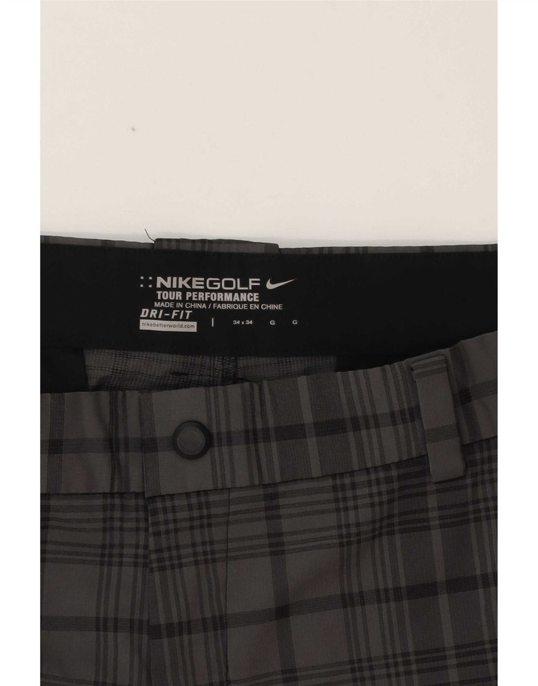 Ανδρικό ίσιο παντελόνι chino Nike Dri Fit W34 L31 Grey Check Polyester