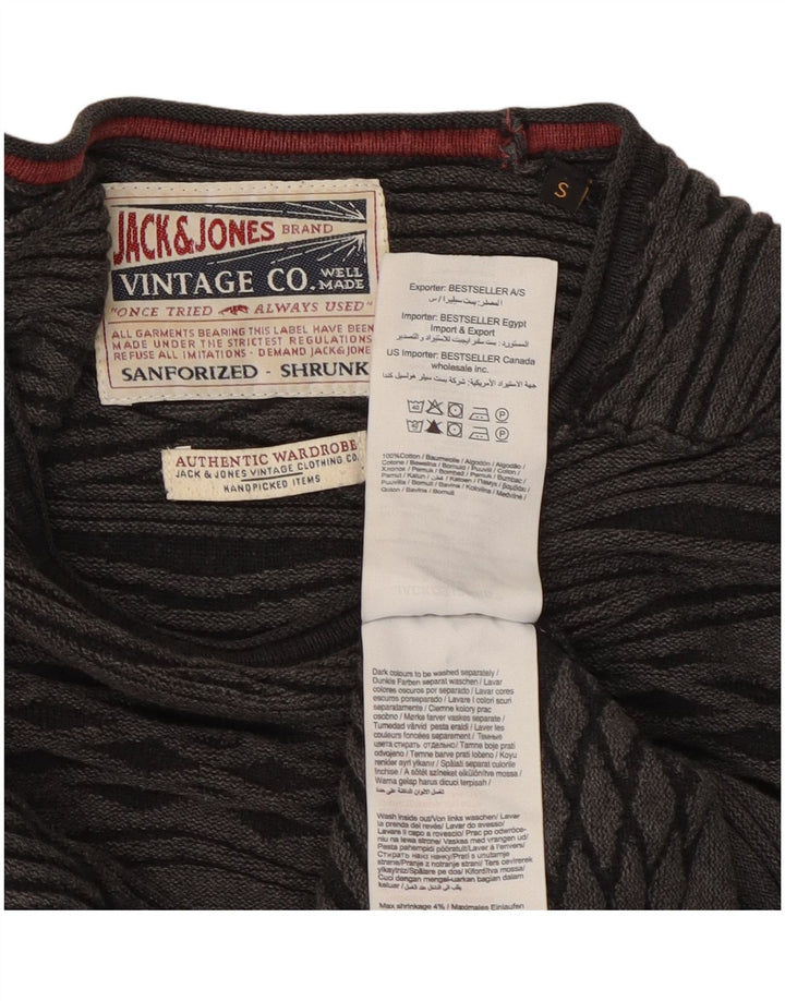 Jack & Jones Ανδρικό πουλόβερ με λαιμόκοψη μικρό γκρι Argyle/Διαμαντένιο βαμβάκι