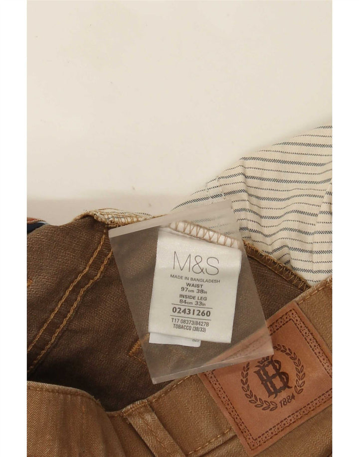 Ανδρικό τζιν ίσιο Marks & Spencer W38 L33 Καφέ βαμβακερό
