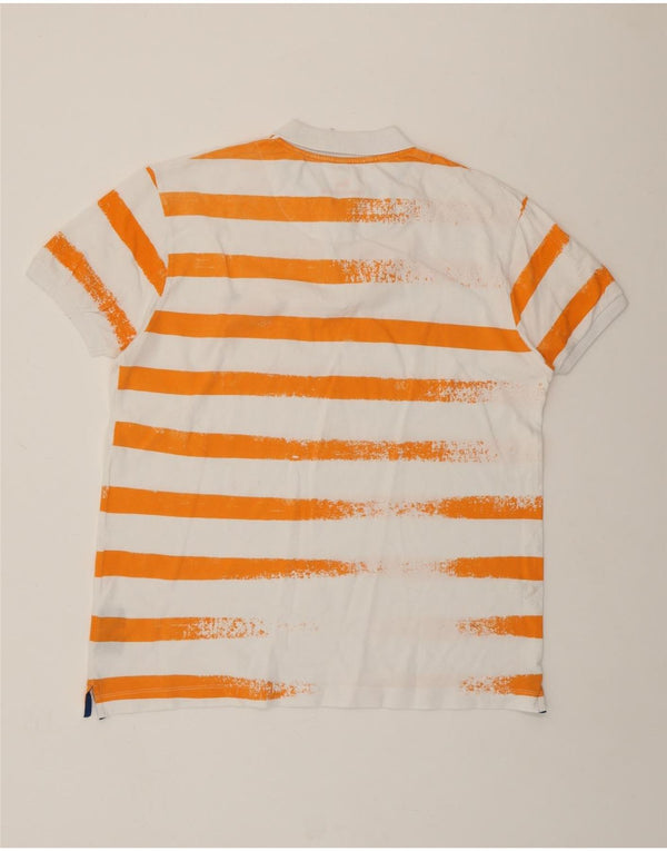 HARMONT & BLAINE Ανδρικό μπλουζάκι πόλο με στενή εφαρμογή 3XL λευκό βαμβακερό ριγέ