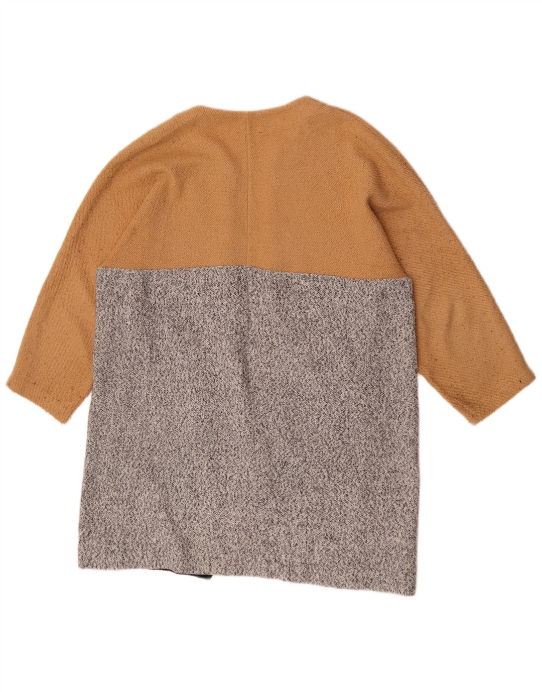 Zara Γυναικείο ανοιχτό πουλόβερ ζακέτα UK 14 Medium Beige Colourblock Polyester