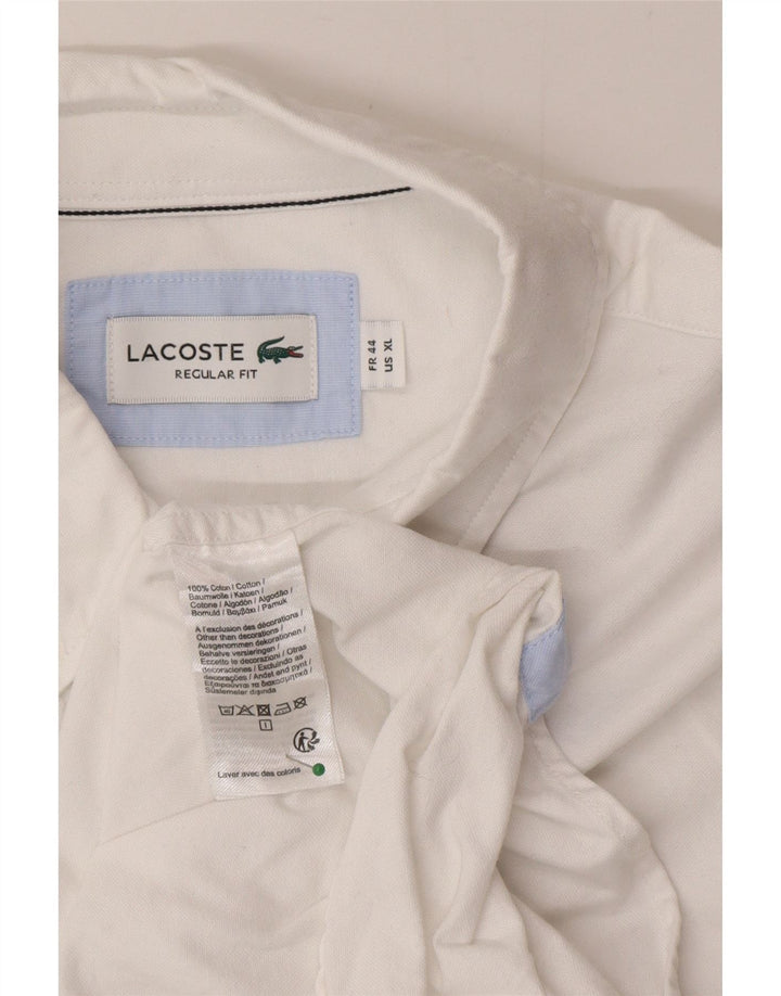 Ανδρικό πουκάμισο Lacoste Regular Fit Μέγεθος 44 XL Λευκό βαμβακερό