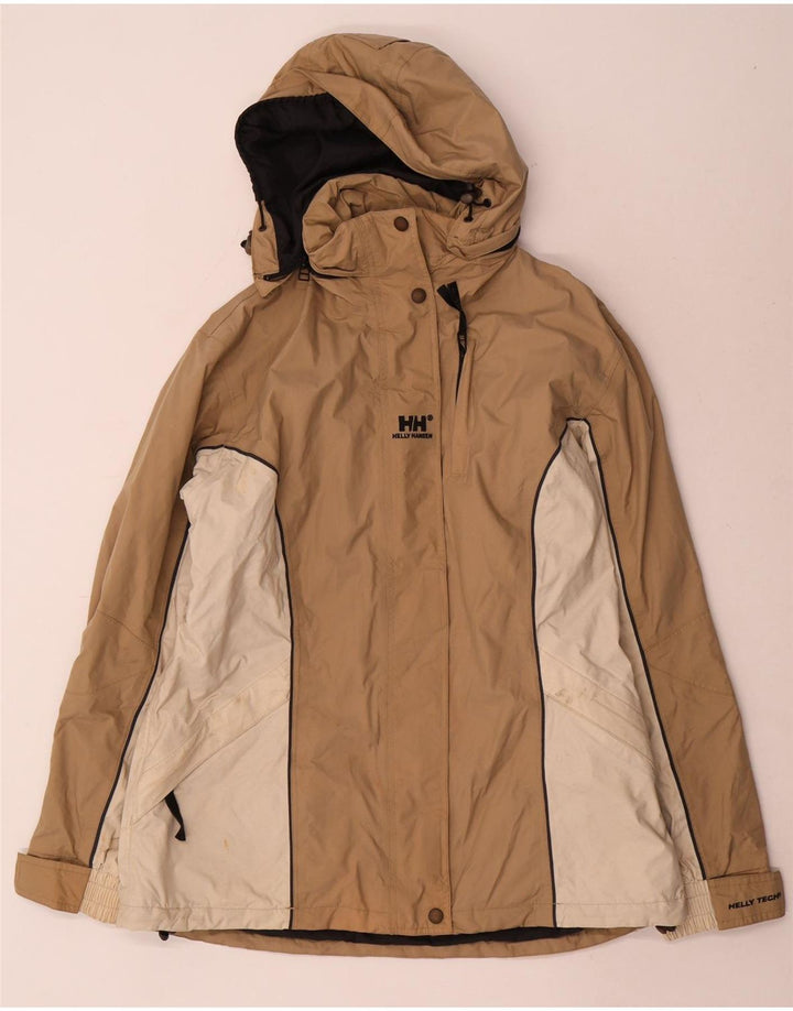 Helly Hansen γυναικείο μπουφάν βροχής με κουκούλα UK 14 Medium Beige Colourblock Nylon