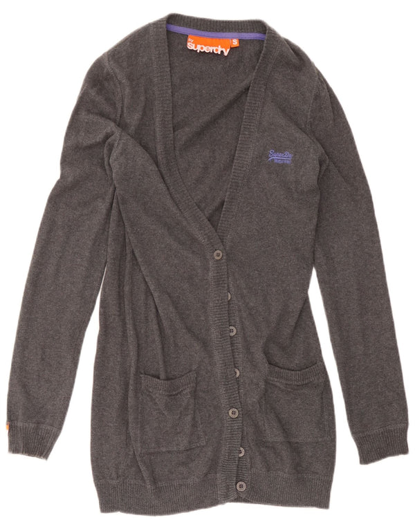 Superdry Γυναικείο πουλόβερ Longline Cardigan UK 10 Small Grey Cotton
