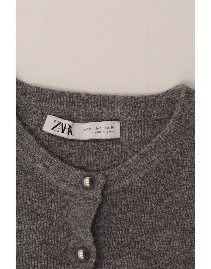 Zara Γυναικεία Ζακέτα Crop UK 10 Small Grey