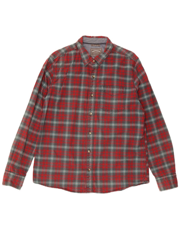 Fat Face Ανδρικό πουκάμισο Classic Fit Flannel Μεγάλο κόκκινο καρό βαμβακερό