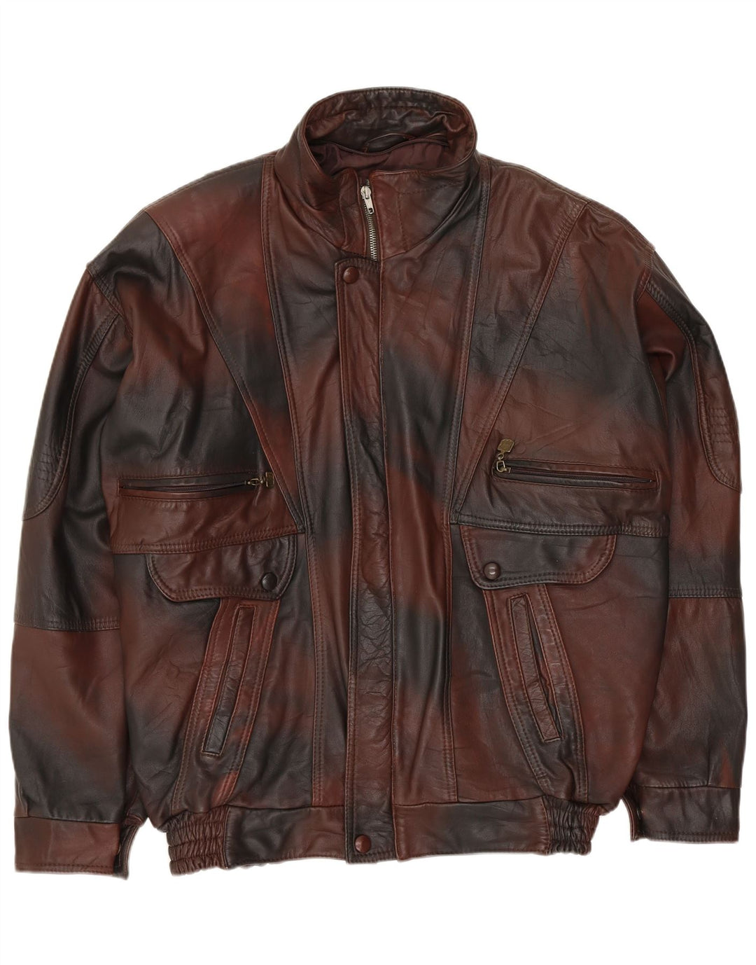 VINTAGE Ανδρικό Δερμάτινο Μπουφάν UK 40 Large Brown Tie Dye