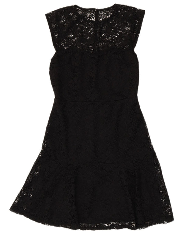 Warehouse Γυναικείο Αμάνικο Δαντελένιο Φόρεμα UK 10 Small Black Floral