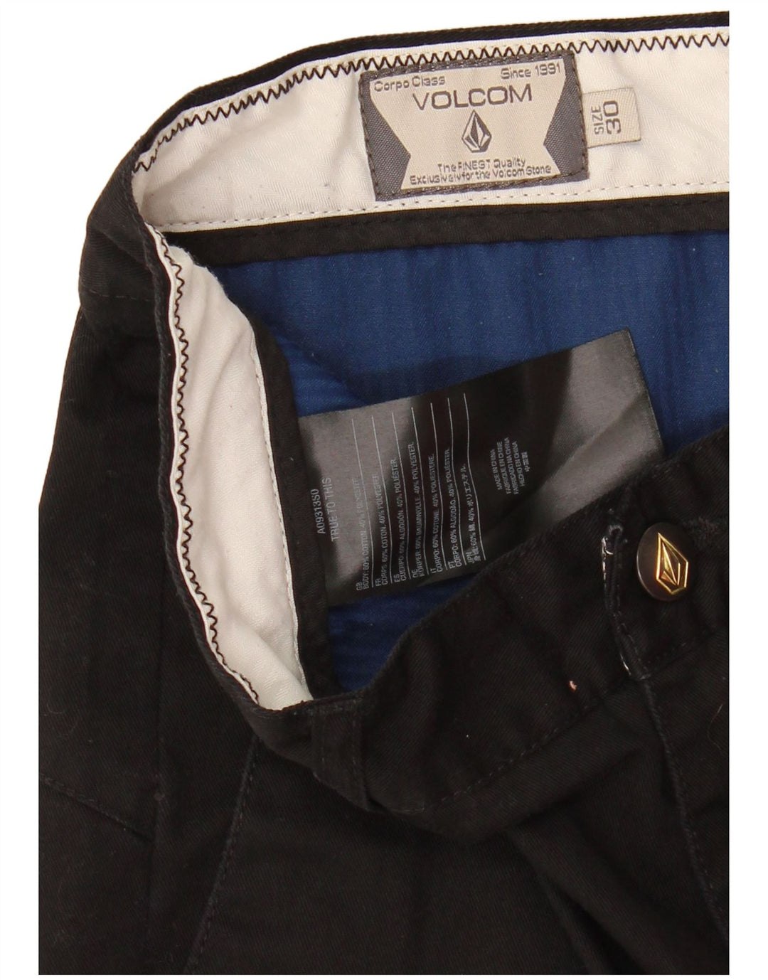 Ανδρικό σορτς Chino Volcom W30 Μεσαίο μαύρο βαμβακερό