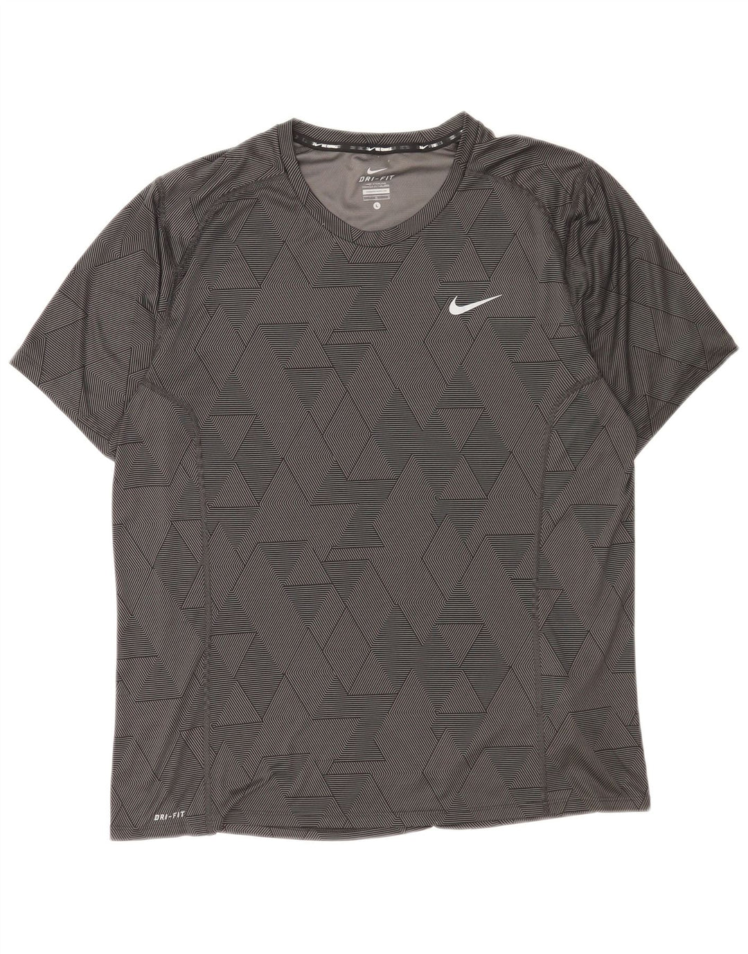 Ανδρικό μπλουζάκι Nike Dri Fit Top μεγάλο μαύρο γεωμετρικό πολυεστέρα