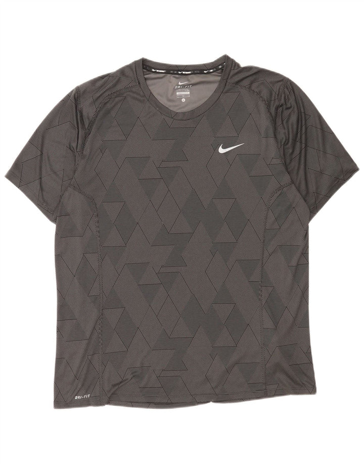 Ανδρικό μπλουζάκι Nike Dri Fit Top μεγάλο μαύρο γεωμετρικό πολυεστέρα